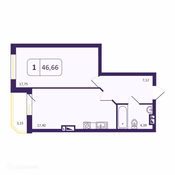 Планировка Студия в ЖК Астон. Шесть звезд