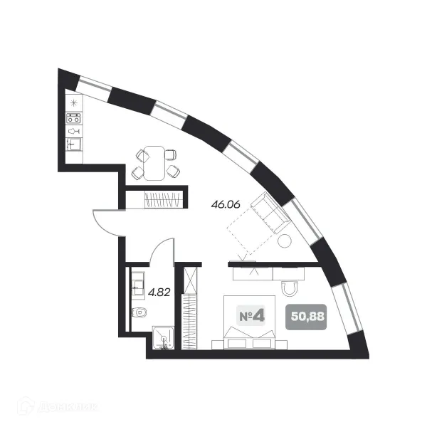 Планировка 2 комн. в ЖК АЭРОН