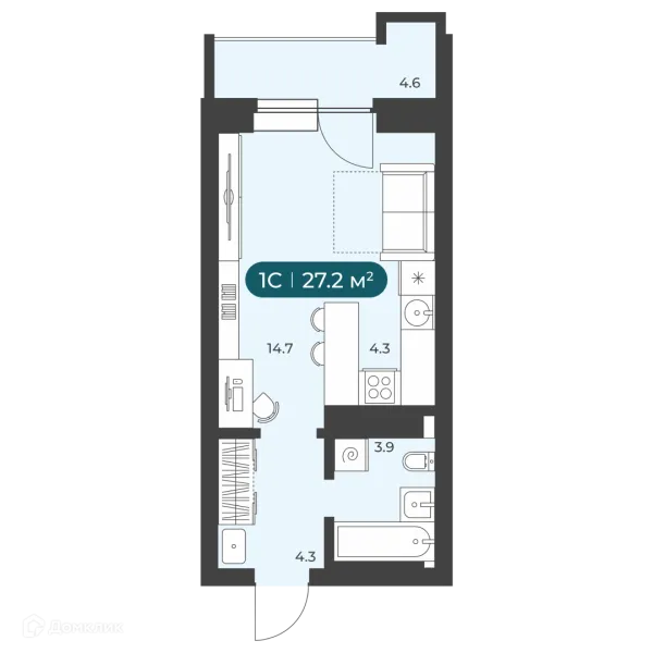 Планировка Студия в ЖК"Черемушки" на Приморской