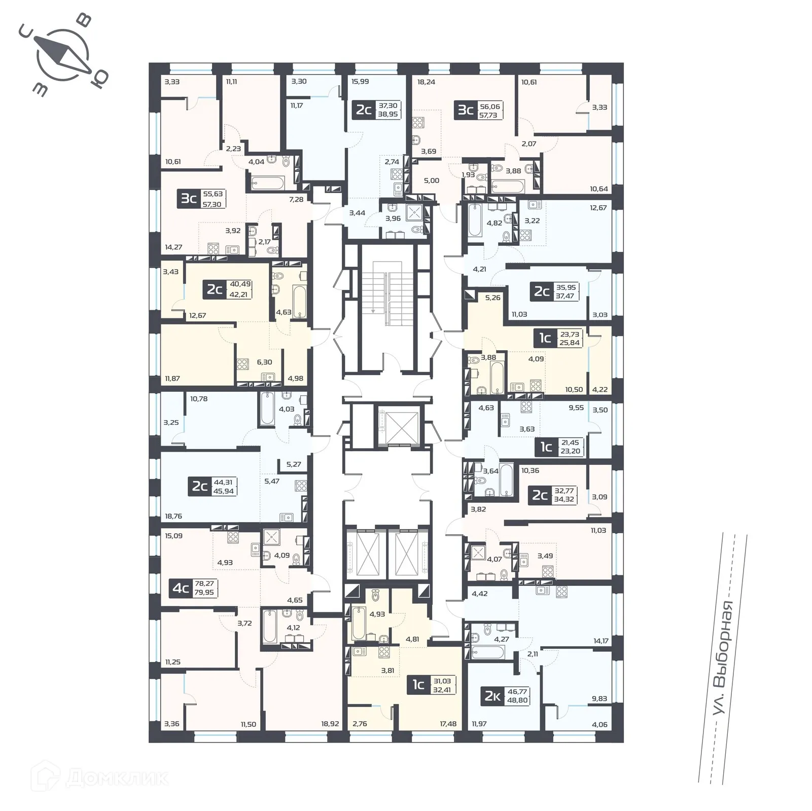Планировка 1-комнатной квартиры 25.84 м² в ЖК Астон.Геометрия, г. Новосибирск — фото 2