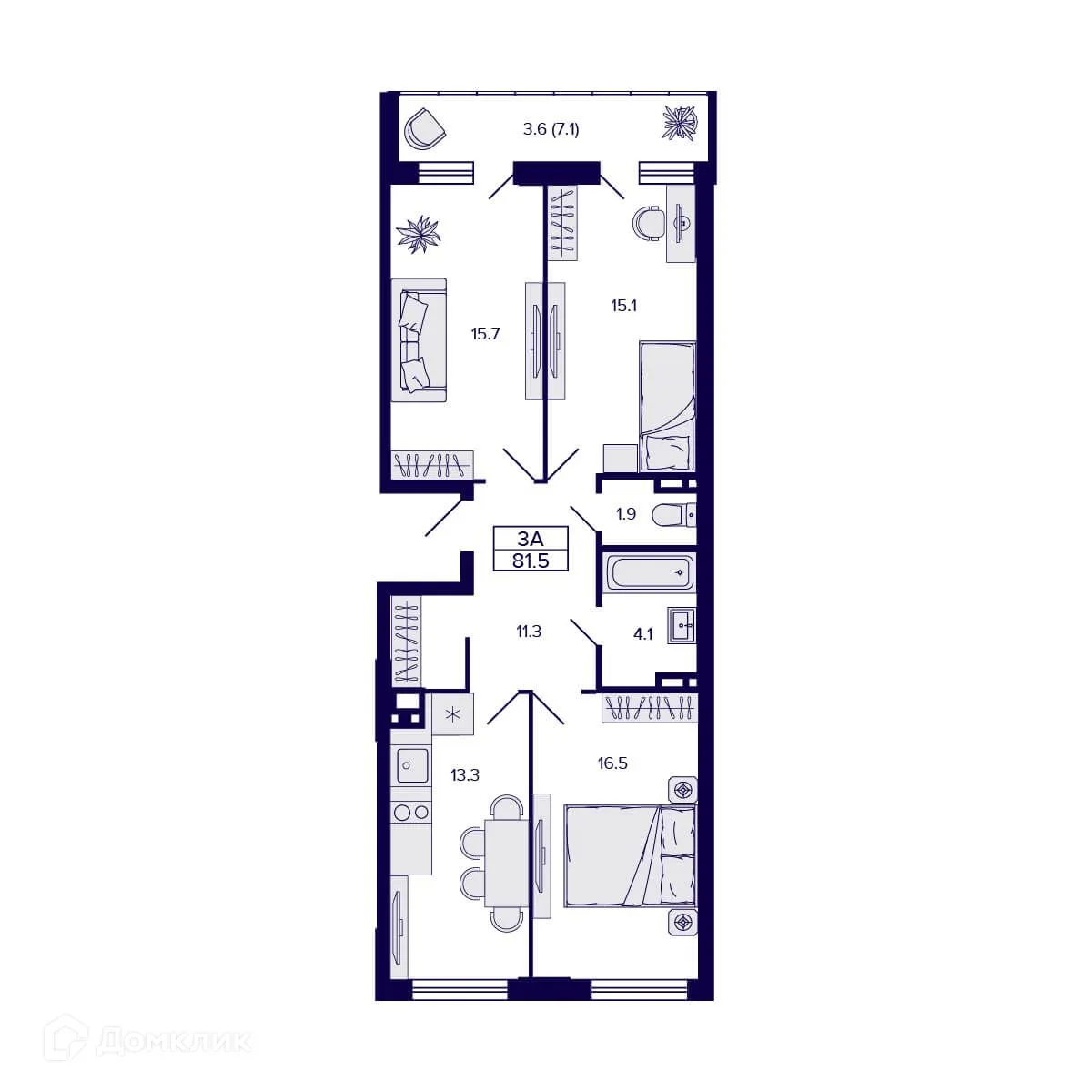 Фото квартиры в ЖК  GORIZONT  (ГОРИЗОНТ)