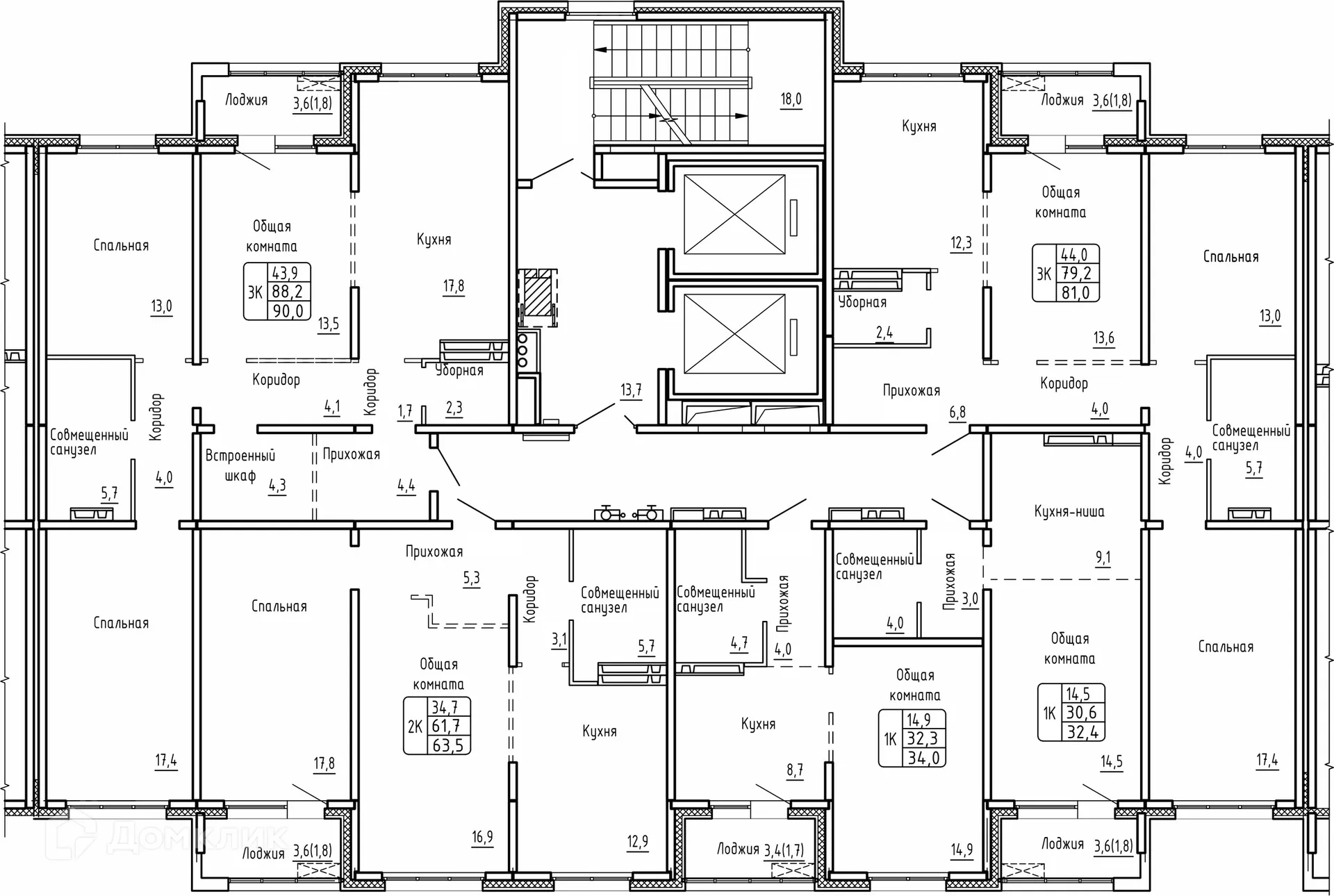 Планировка 3-комнатной квартиры 90 м² в ЖК САМОЦВЕТЫ, г. Новосибирск — фото 2