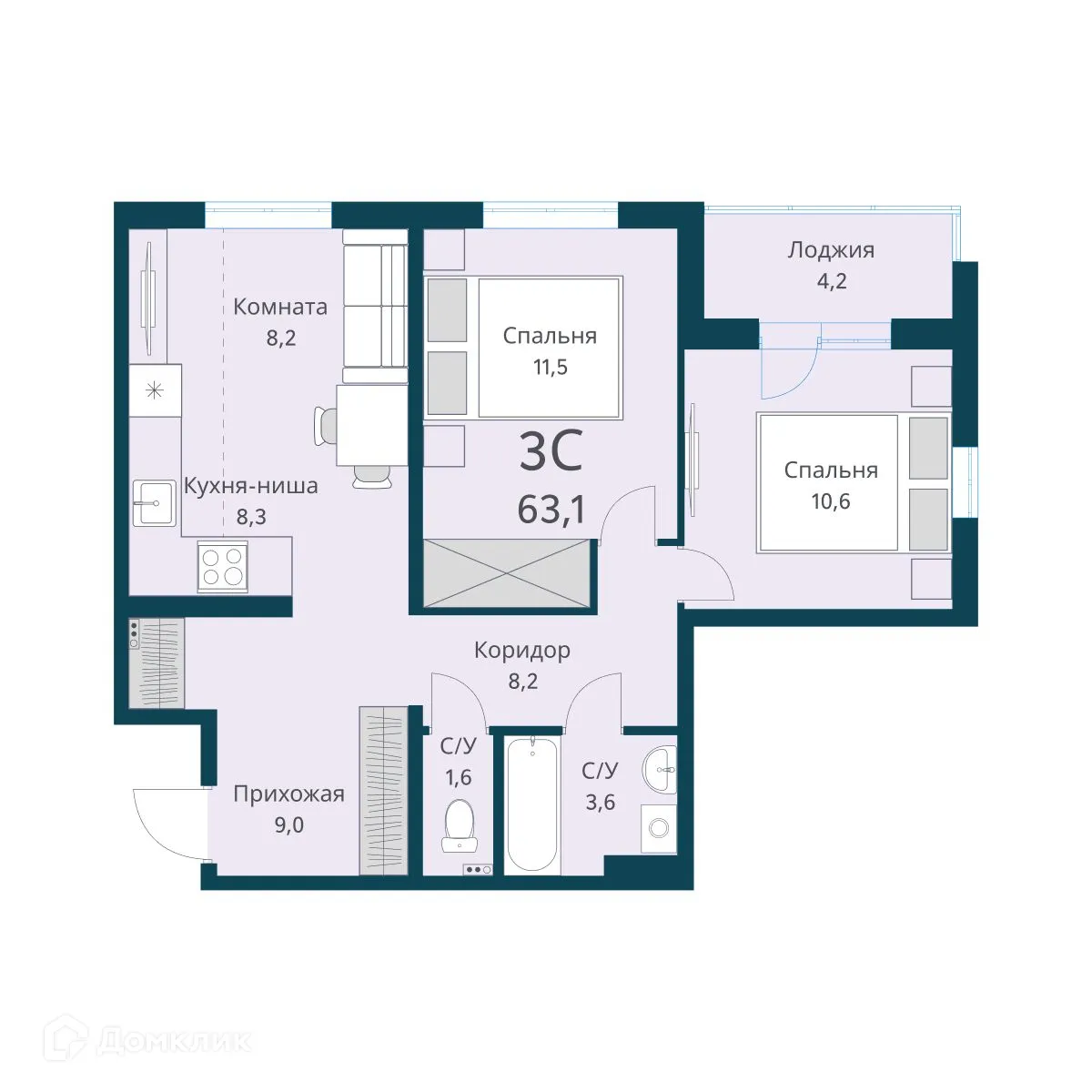 Фото квартиры в ЖК Виноград