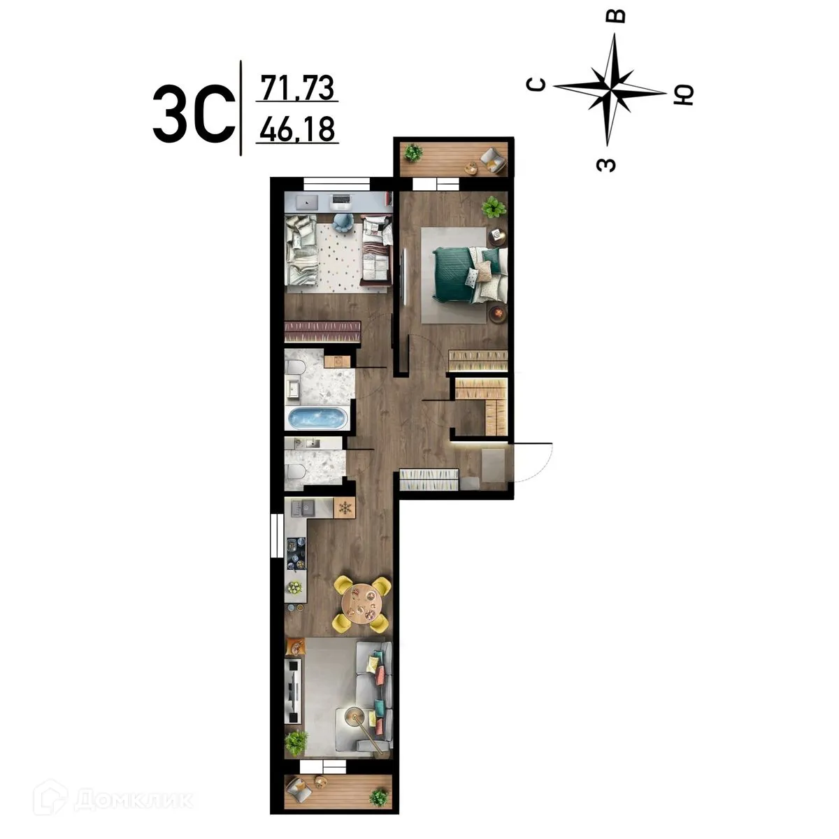 Фото квартиры в ЖК "Радуга Сибири"