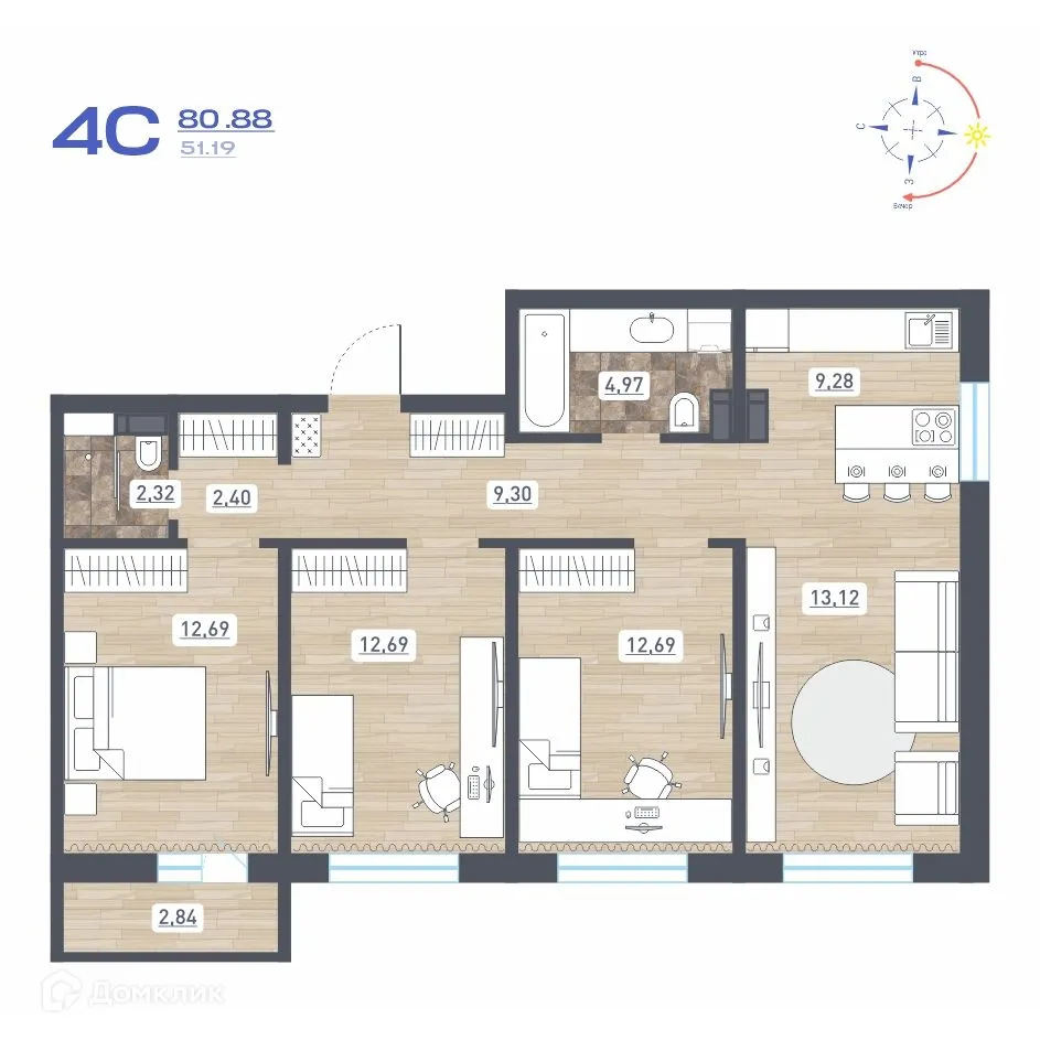 Фото квартиры в ЖК "Радуга Сибири"