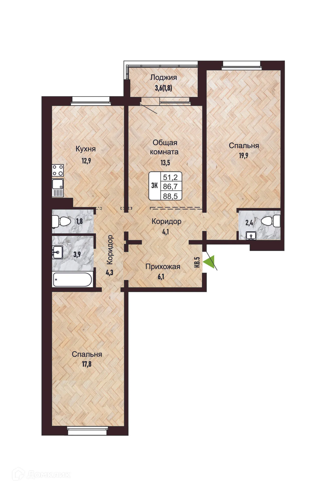 Фото квартиры в ЖК "Новый горизонт"