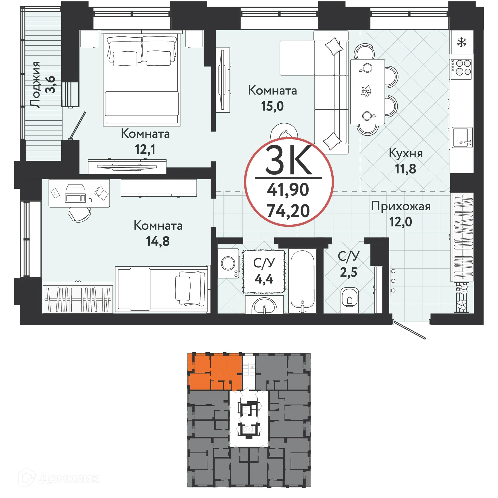 Фото квартиры в ЖК Одоевский