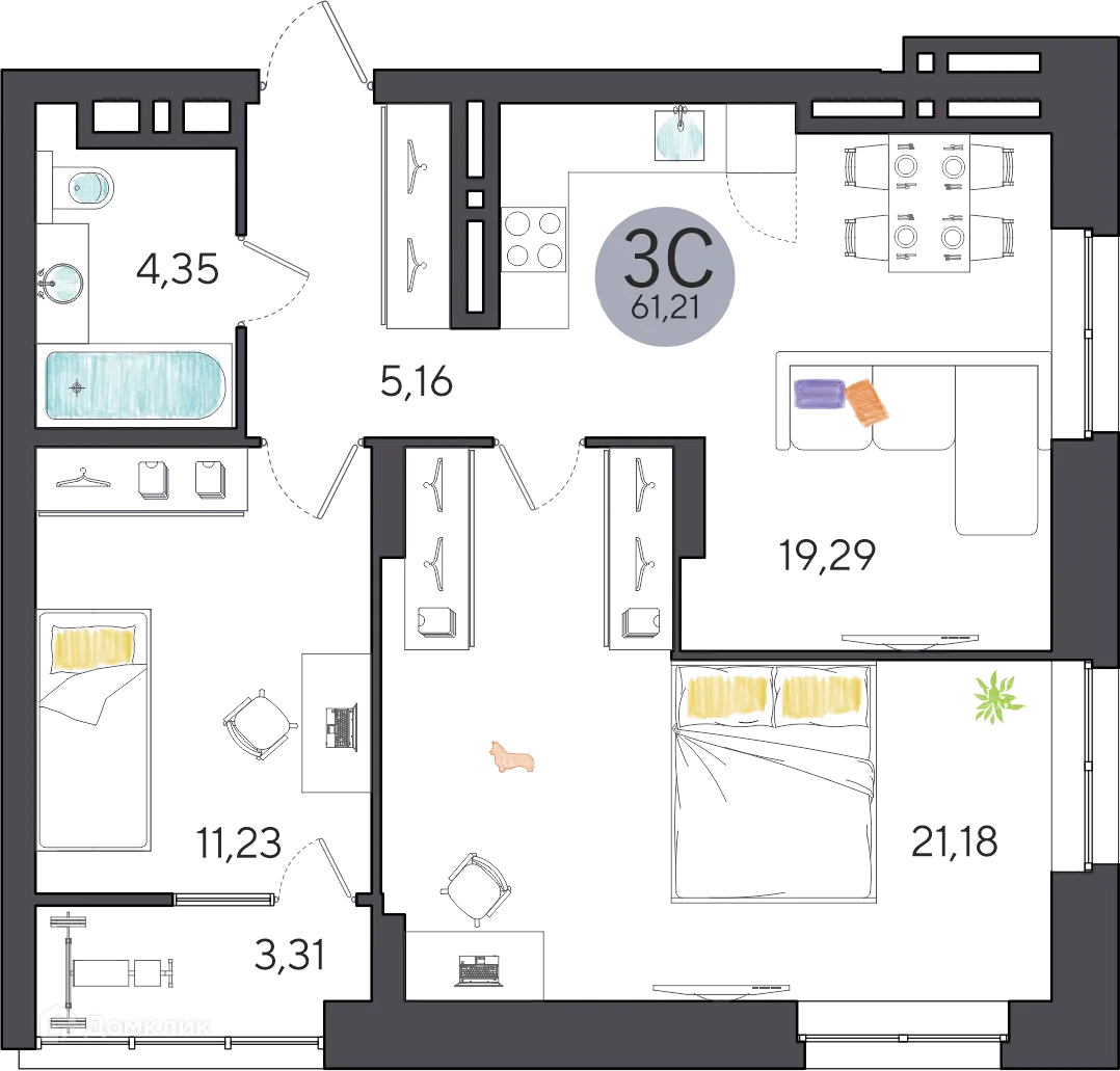 Фото квартиры в ЖК Ясный берег