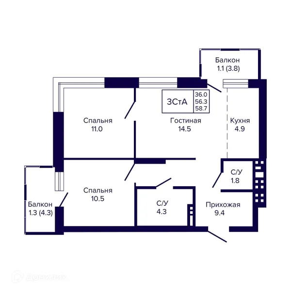 Квартира в ЖК Жилой комплекс "LUNA" (ЛУНА)