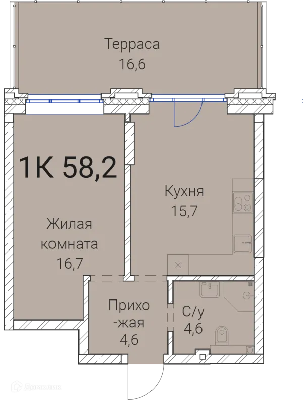 Планировка 1 комн. в ЖК Тайм Сквер