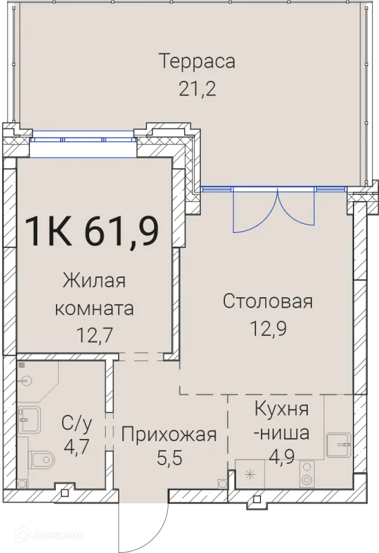Планировка 1 комн. в ЖК Тайм Сквер