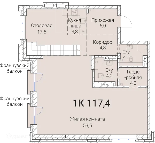 Планировка 1 комн. в ЖК Тайм Сквер