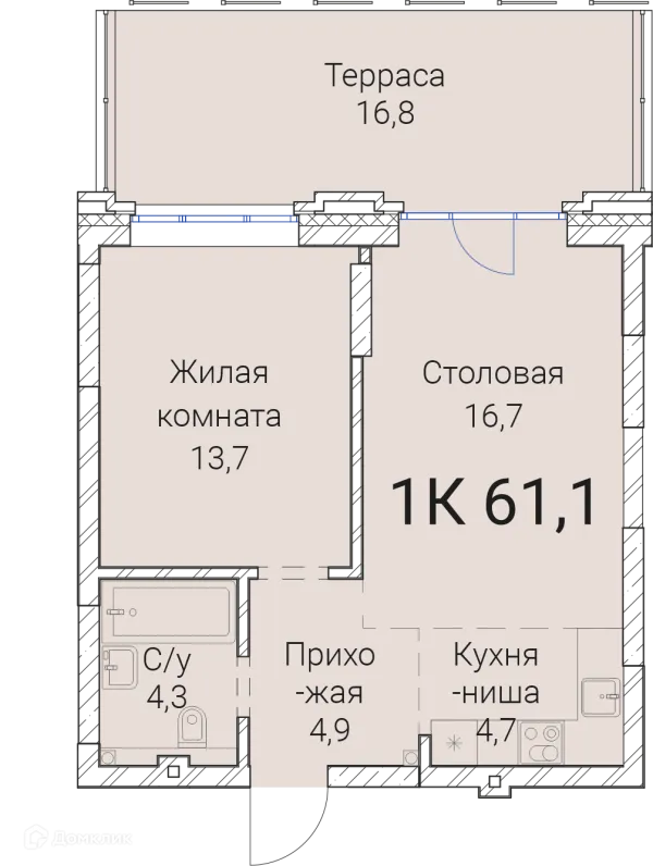 Планировка 1 комн. в ЖК Тайм Сквер