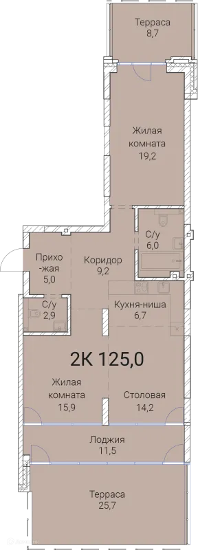 Планировка 2 комн. в ЖК Тайм Сквер
