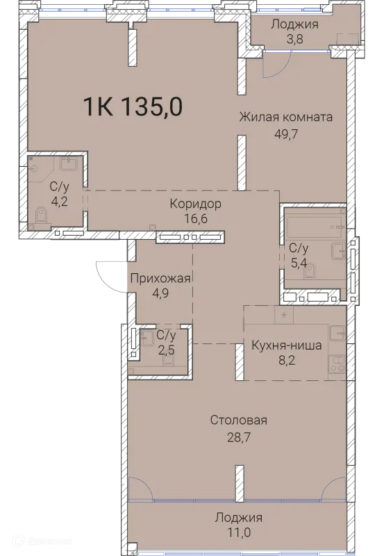 Планировка 1 комн. в ЖК Тайм Сквер