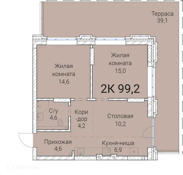 Планировка 2 комн. в ЖК Тайм Сквер