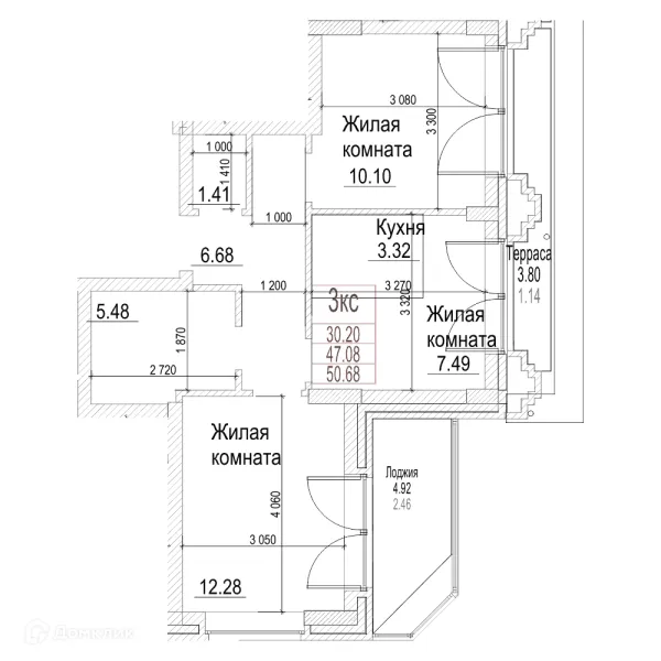 Планировка 2 комн. в ЖК Чернышевский