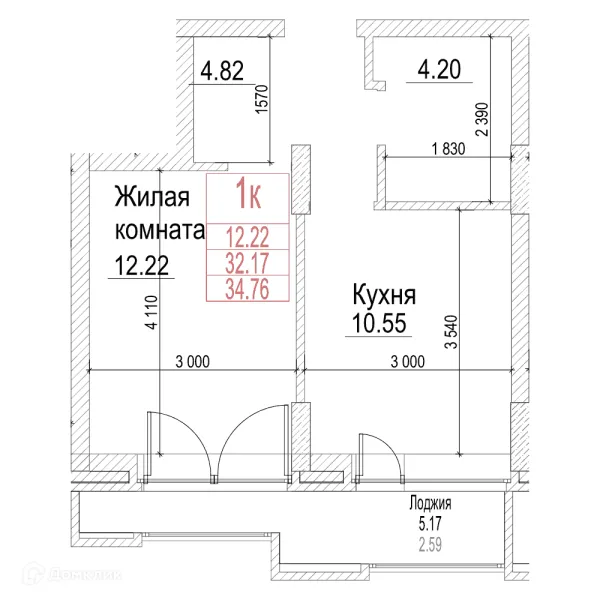 Планировка 1 комн. в ЖК Чернышевский