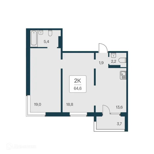 Планировка 2 комн. в ЖК Квартал на Игарской