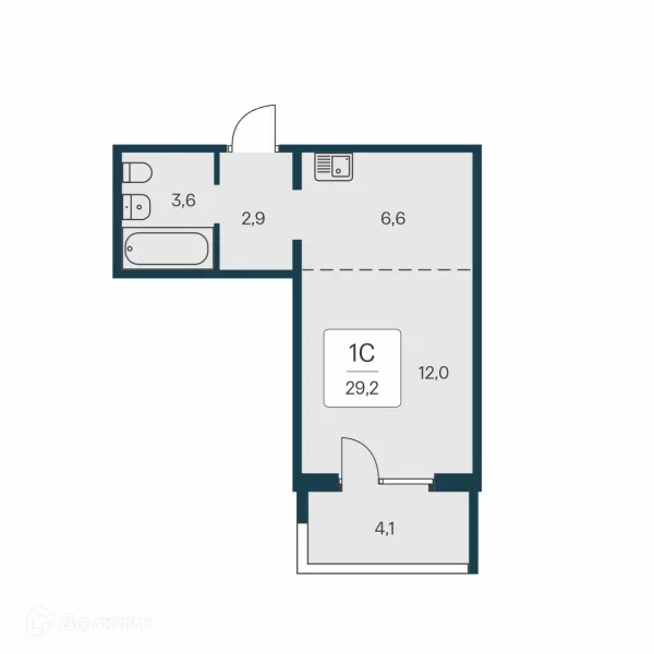 Планировка Студия в ЖК Квартал на Игарской
