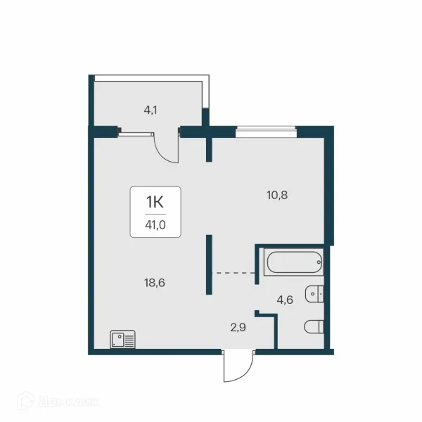 Планировка 1 комн. в ЖК Квартал на Игарской