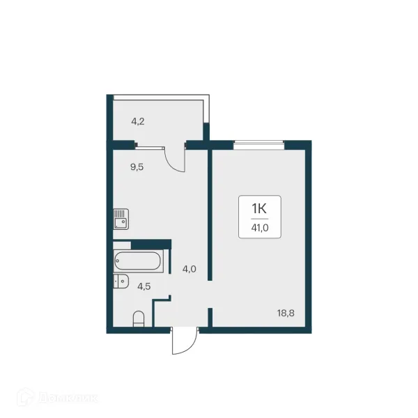 Планировка 1 комн. в ЖК Квартал на Игарской