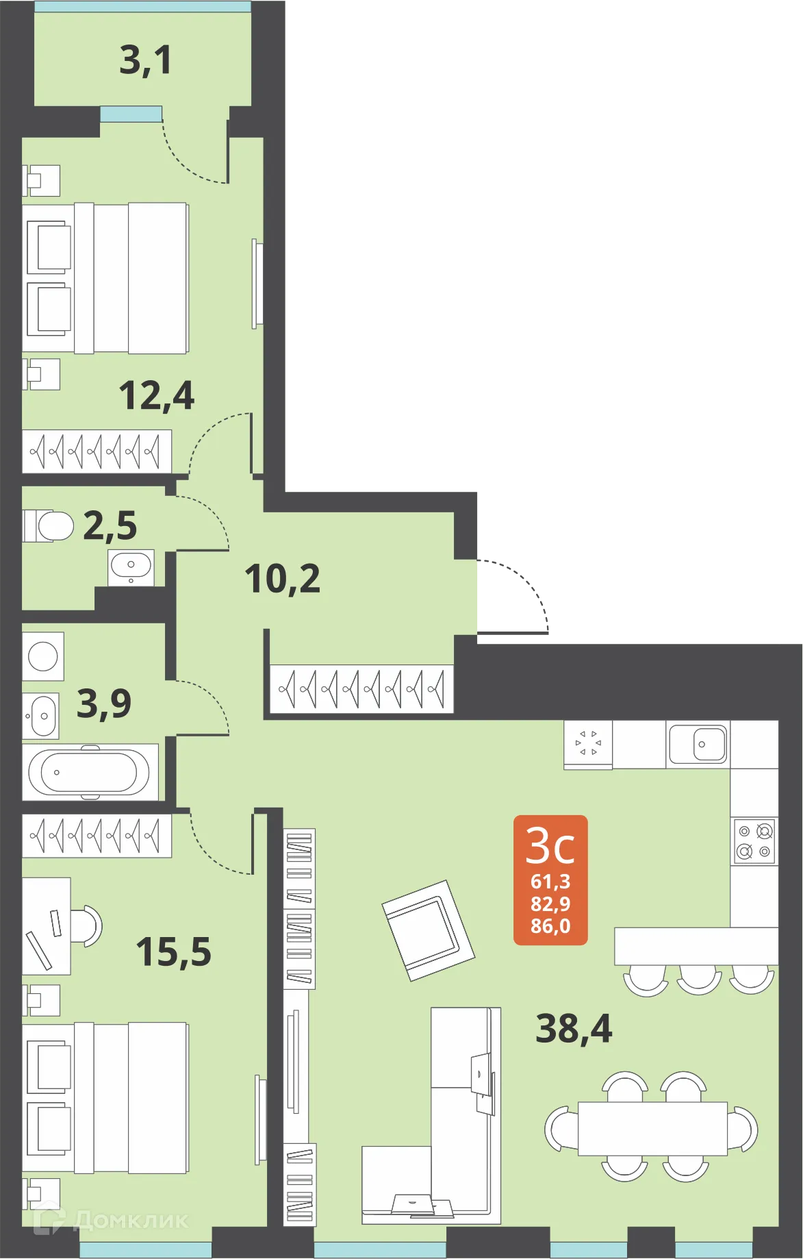 Фото квартиры в ЖК Тайгинский парк