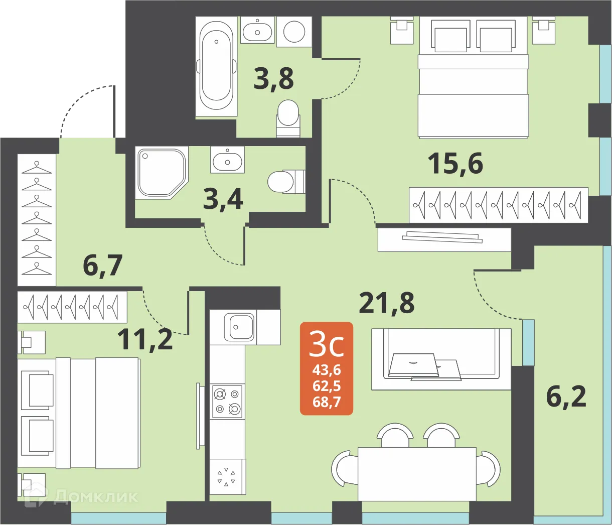 Фото квартиры в ЖК Тайгинский парк