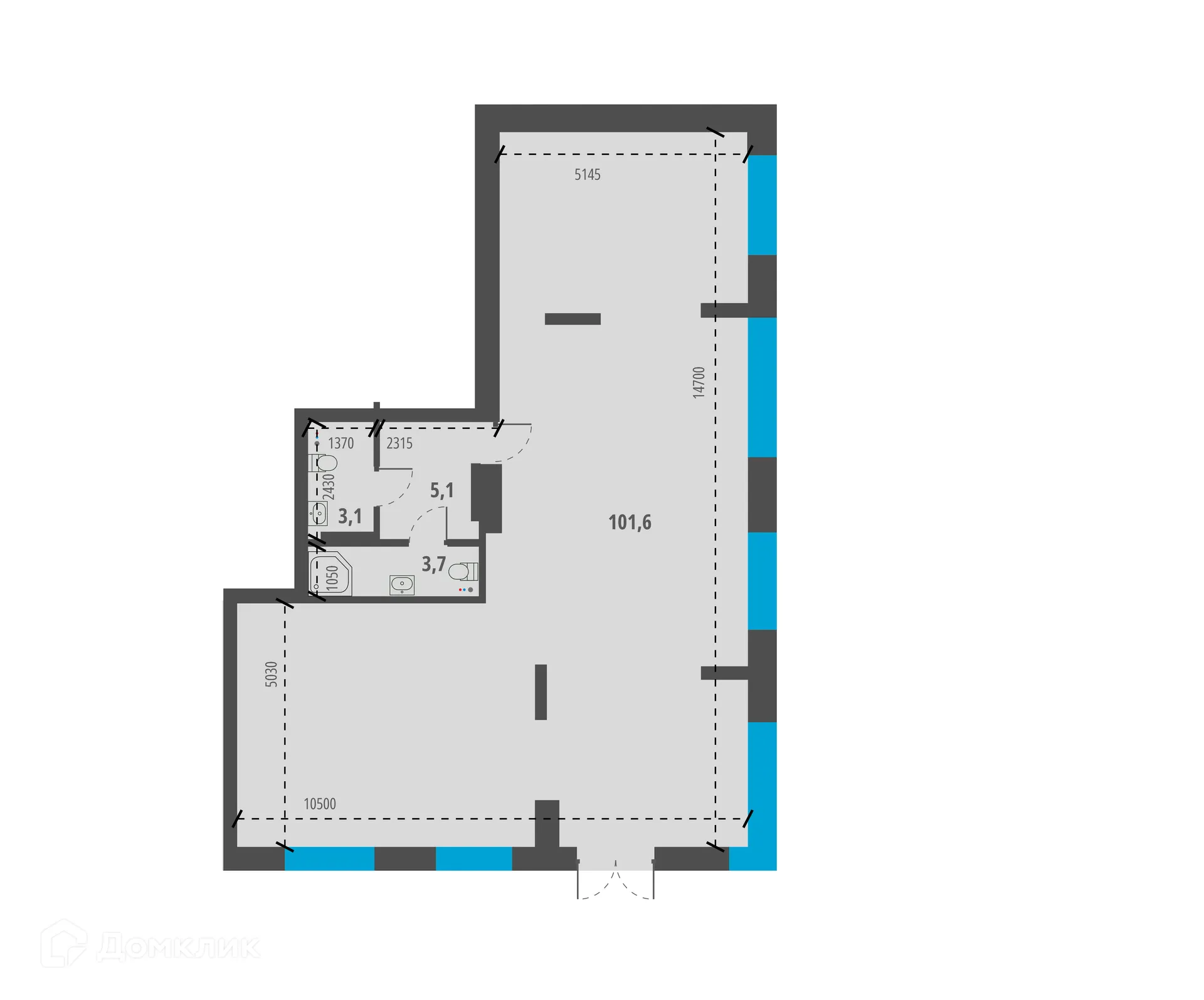 Планировка студии квартиры 113.5 м² в ЖК Тайгинский парк, г. Новосибирск — фото 1