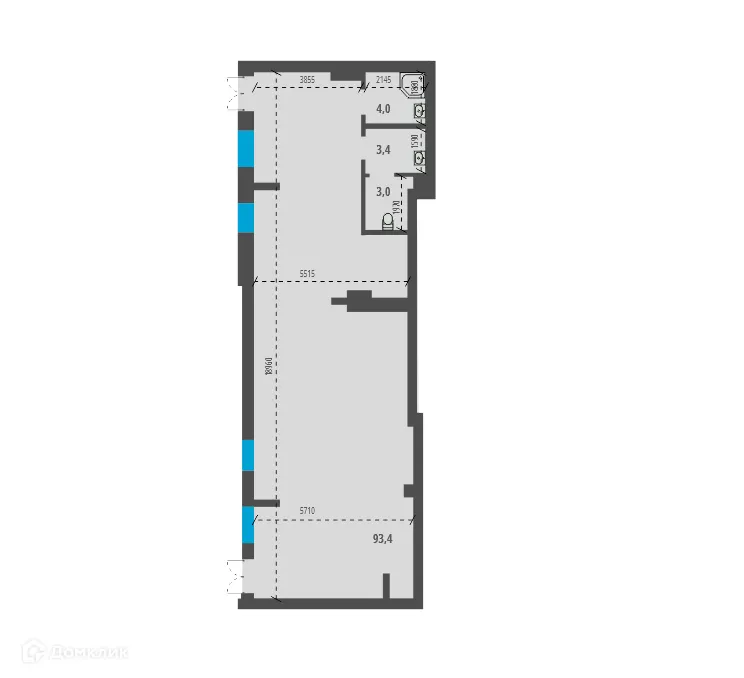 Планировка студии квартиры 103.8 м² в ЖК Тайгинский парк, г. Новосибирск — фото 1