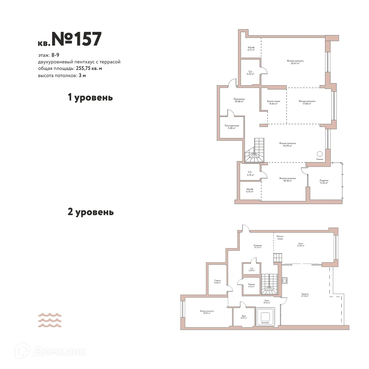 Планировка 5-комнатной квартиры 255.75 м² в ЖК "Эко-квартал Flora&Fauna (Эко-квартал Флора и Фауна)", г. Новосибирск — фото 1