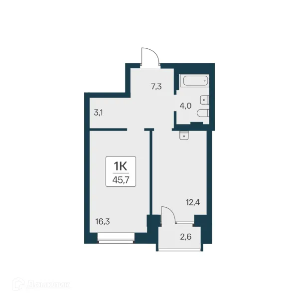 Планировка 1 комн. в ЖК Расцветай на Красном