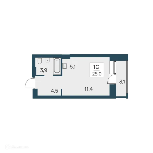 Планировка Студия в ЖК Расцветай на Красном
