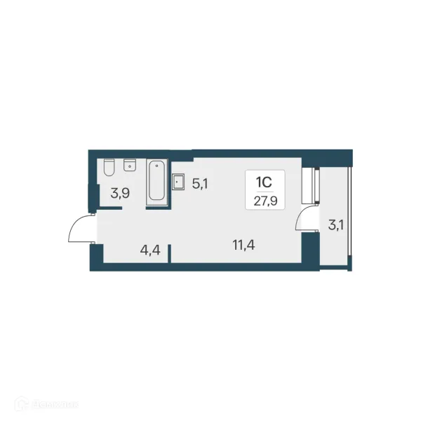 Планировка Студия в ЖК Расцветай на Красном