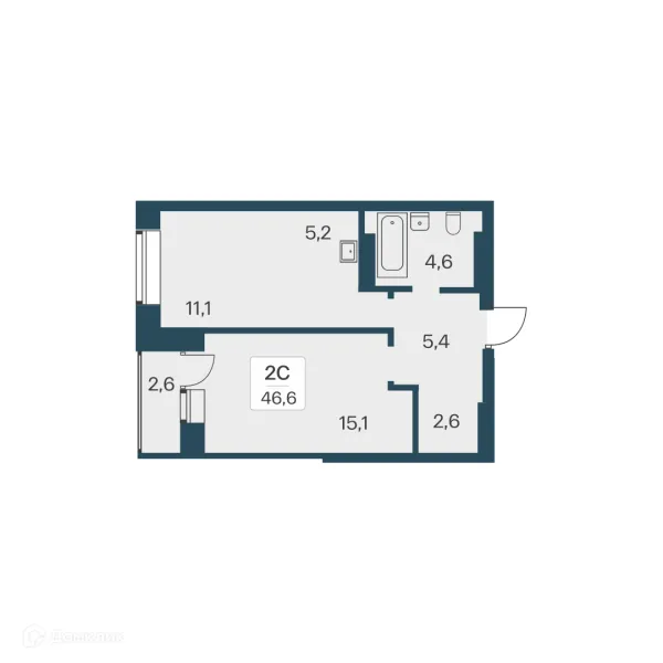 Планировка 2 комн. в ЖК Расцветай на Красном