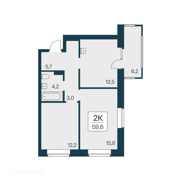 Планировка 2 комн. в ЖК Расцветай на Красном