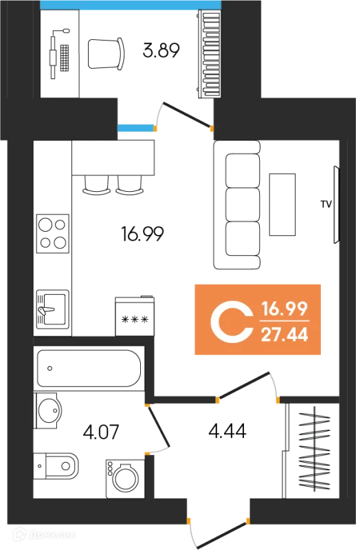 Планировка Студия в ЖК Симфония