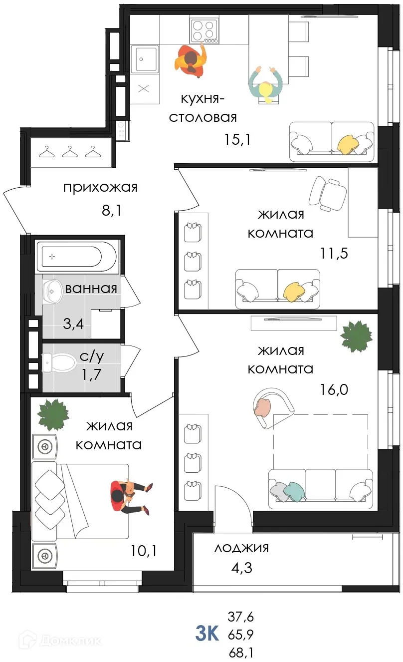 Фото квартиры в ЖК ЖД «Логика»