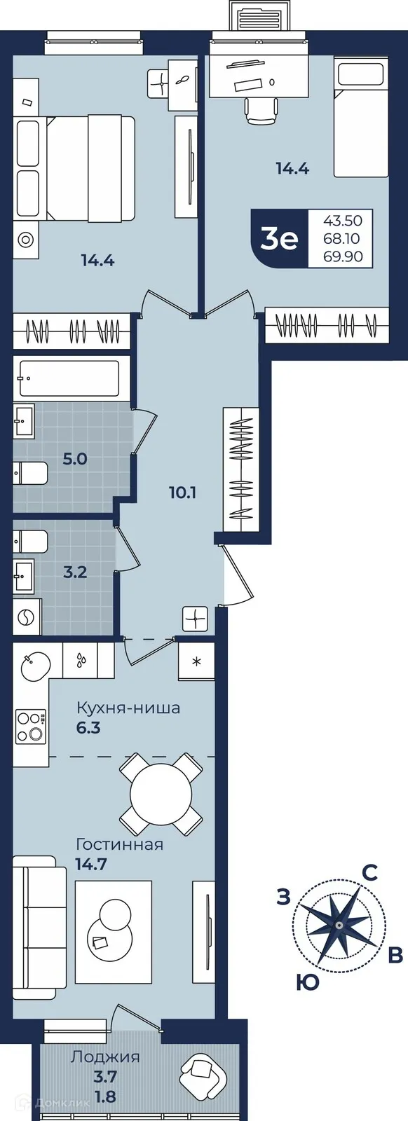 Фото квартиры в ЖК Город Мечты Дом на Семченко, 8