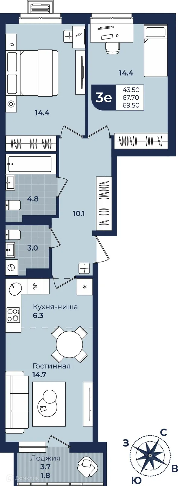 Фото квартиры в ЖК Город Мечты Дом на Семченко, 8
