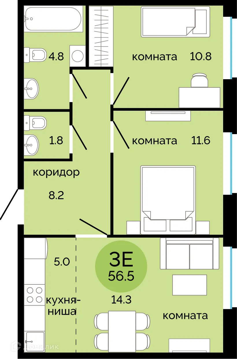 Фото квартиры в ЖК Красное яблоко