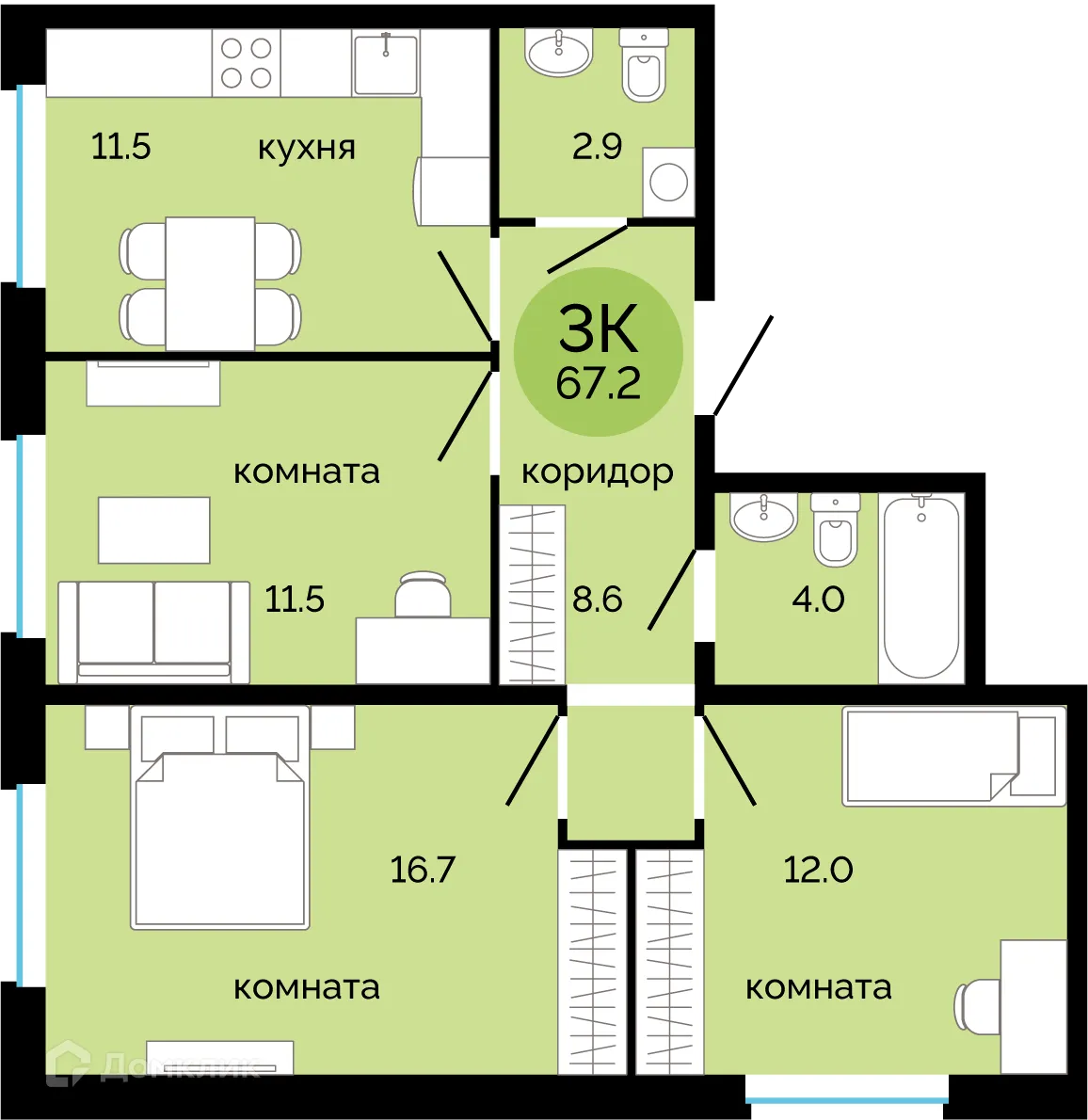 Фото квартиры в ЖК Красное яблоко