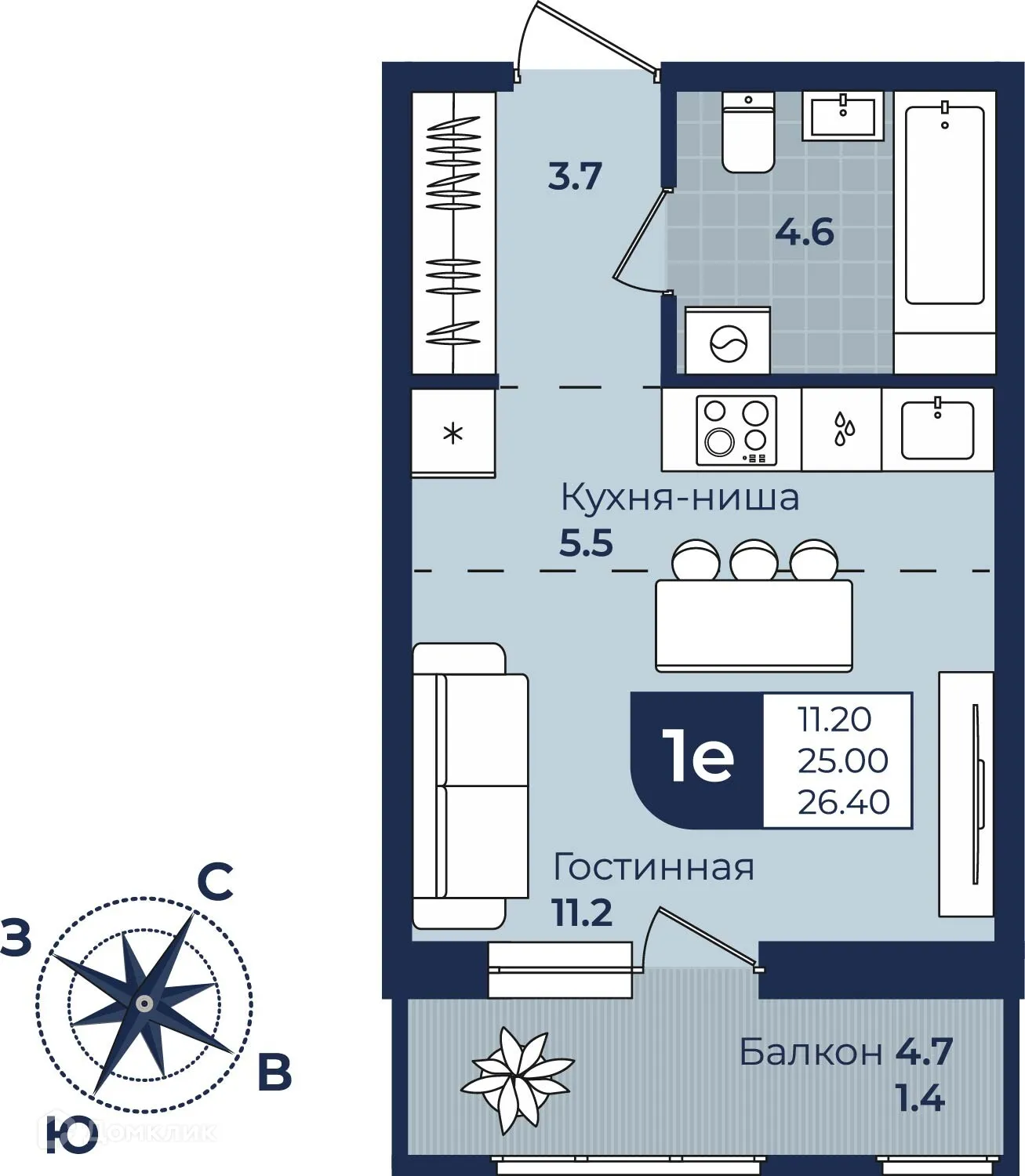 Фото квартиры в ЖК Город Мечты Дом на Семченко, 8