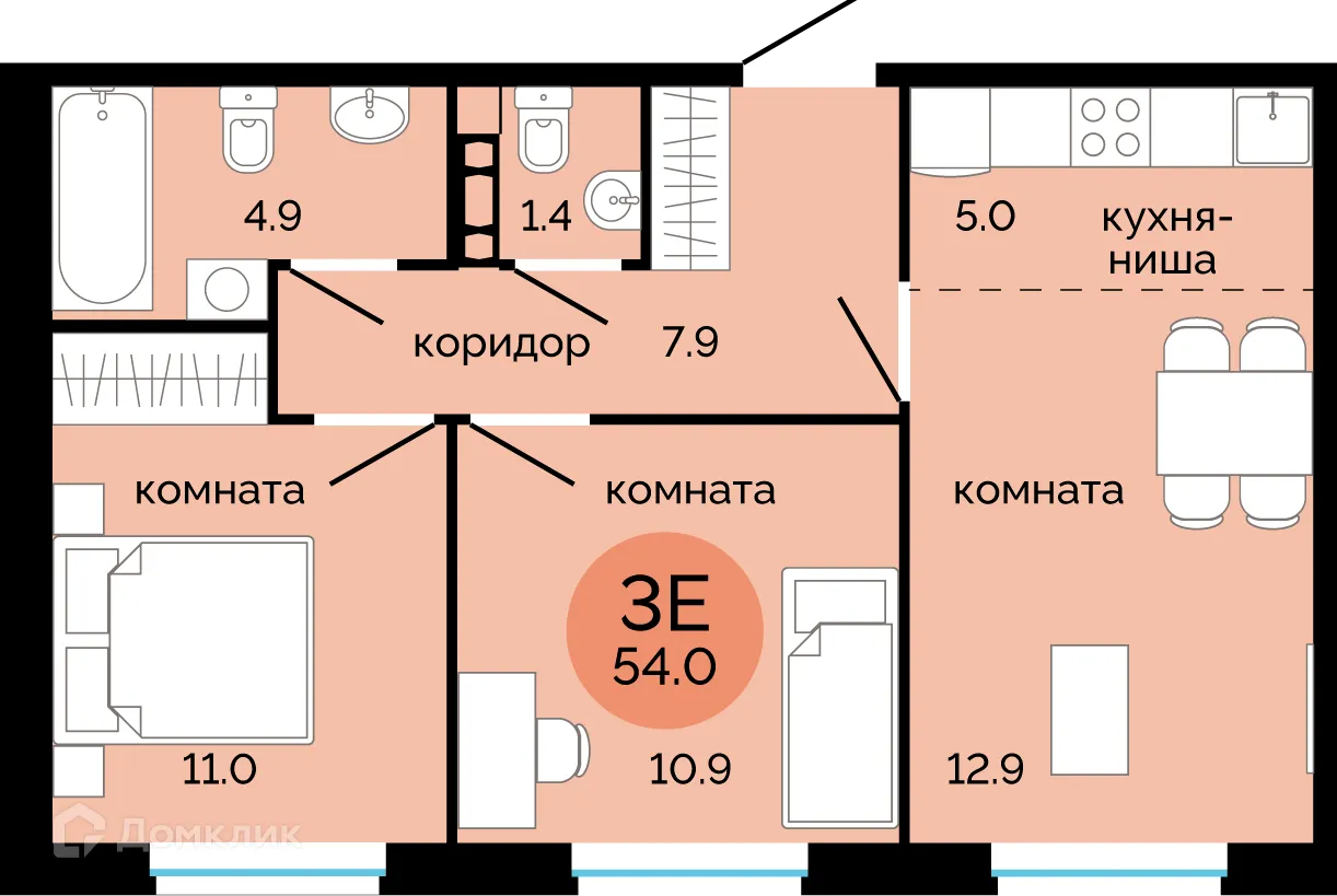 Фото квартиры в ЖК Красное яблоко