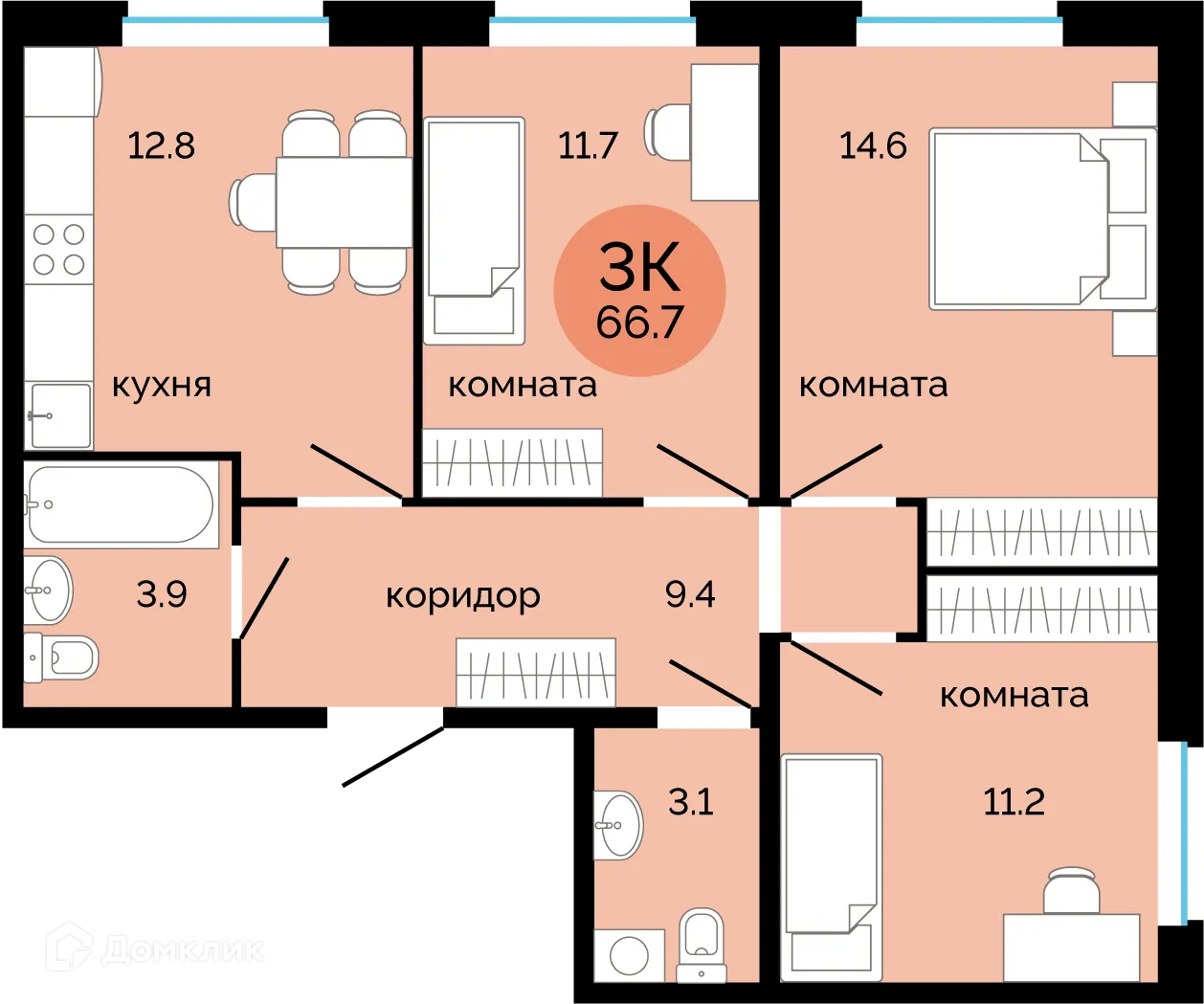 Фото квартиры в ЖК Красное яблоко