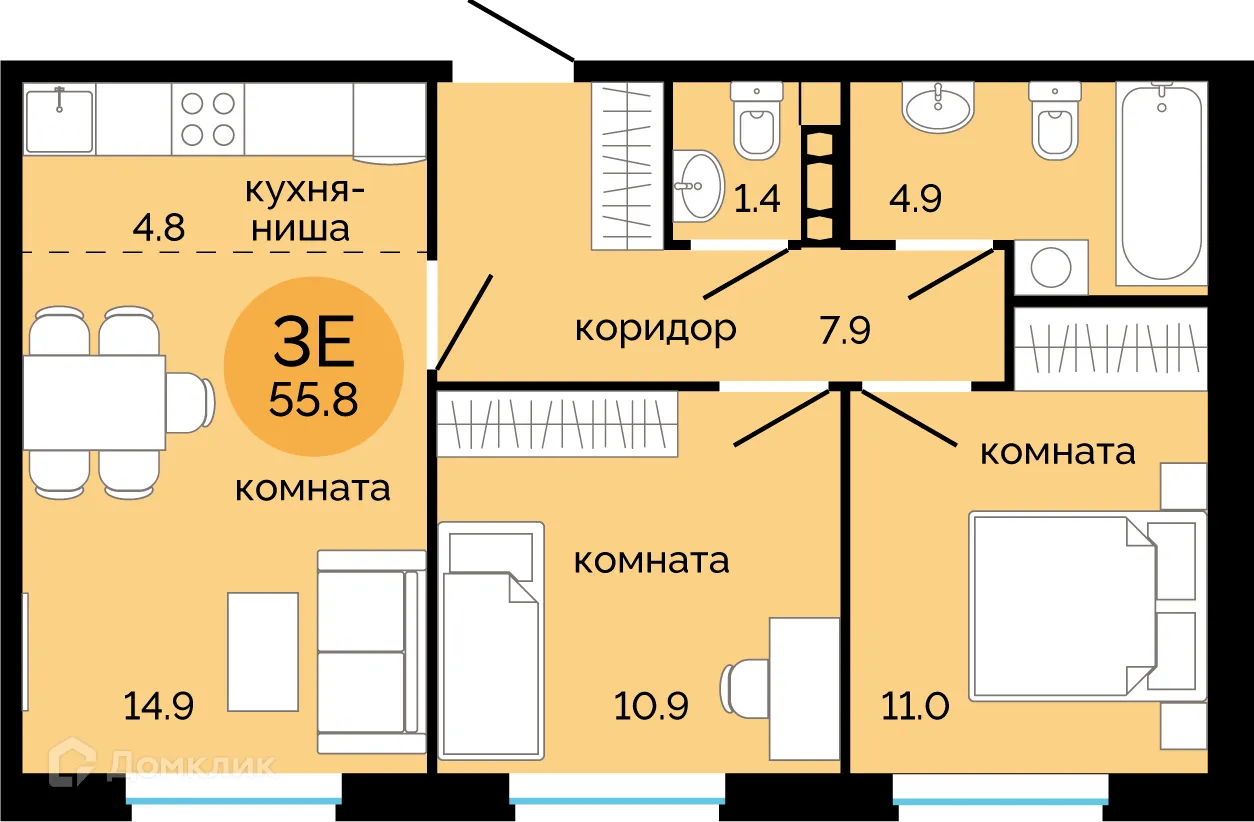 Фото квартиры в ЖК Красное яблоко