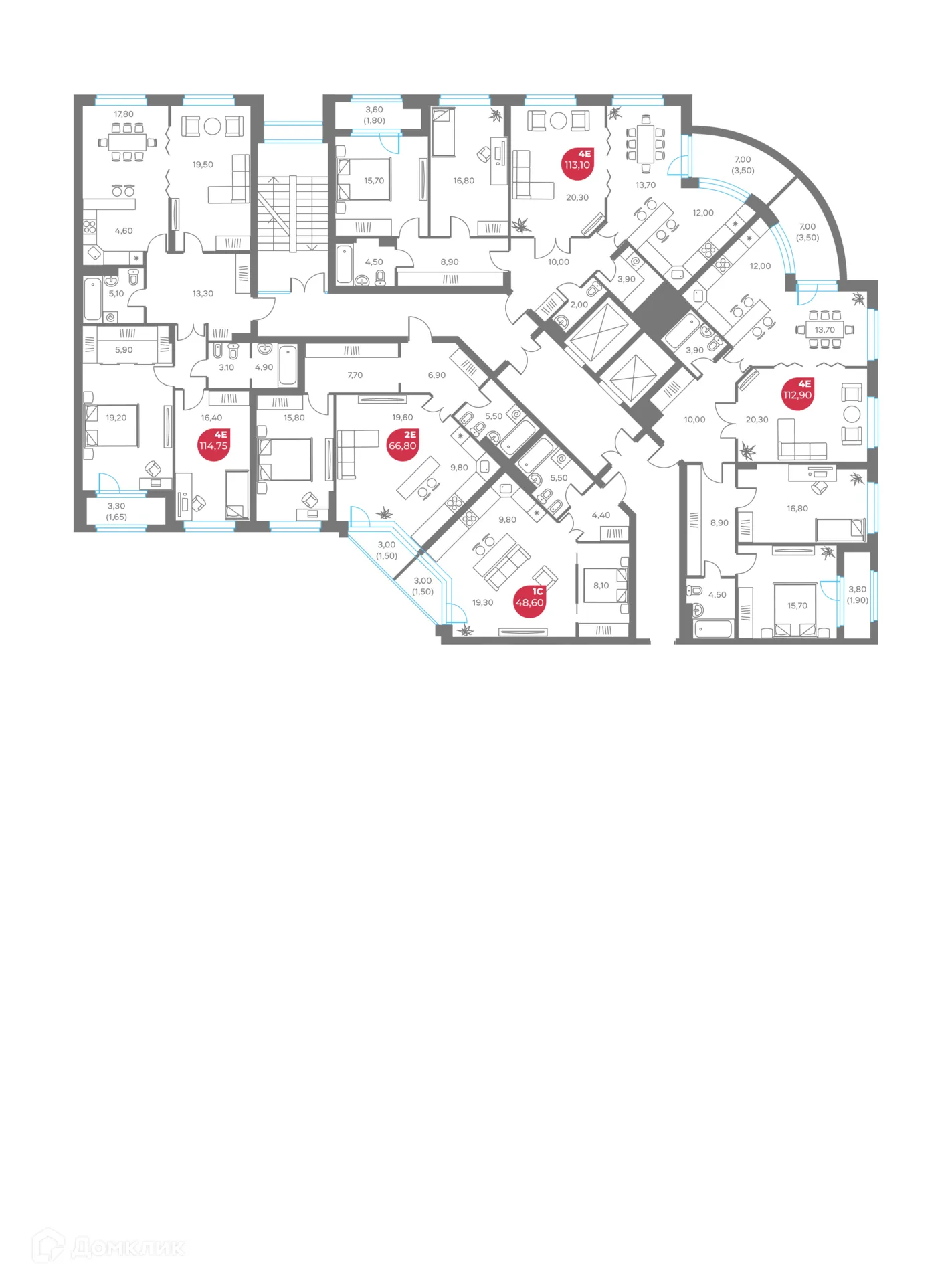 Планировка студии квартиры 48.6 м² в ЖК КАМА, г. Пермь — фото 3