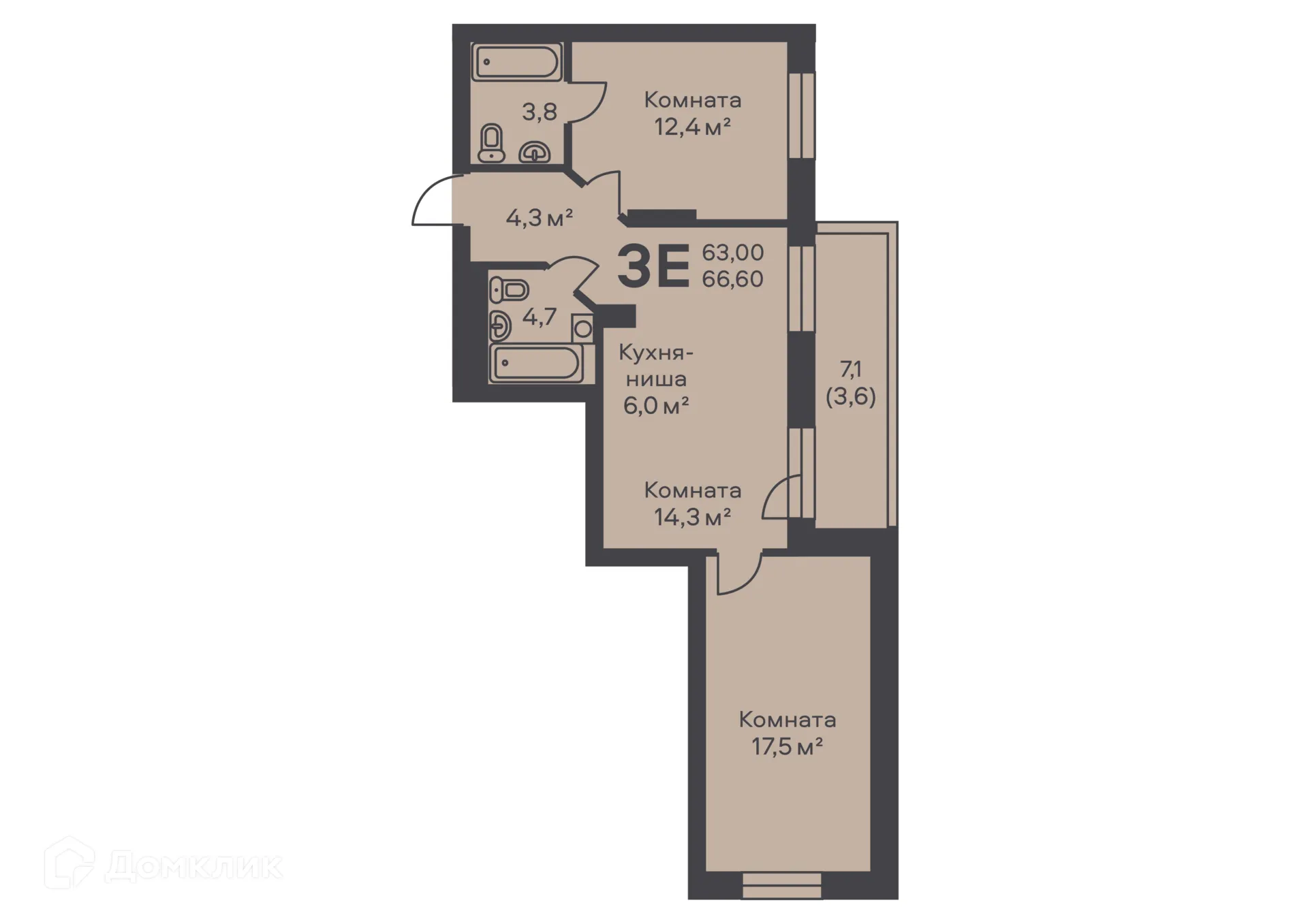 Фото квартиры в ЖК Альфа дом на Ким