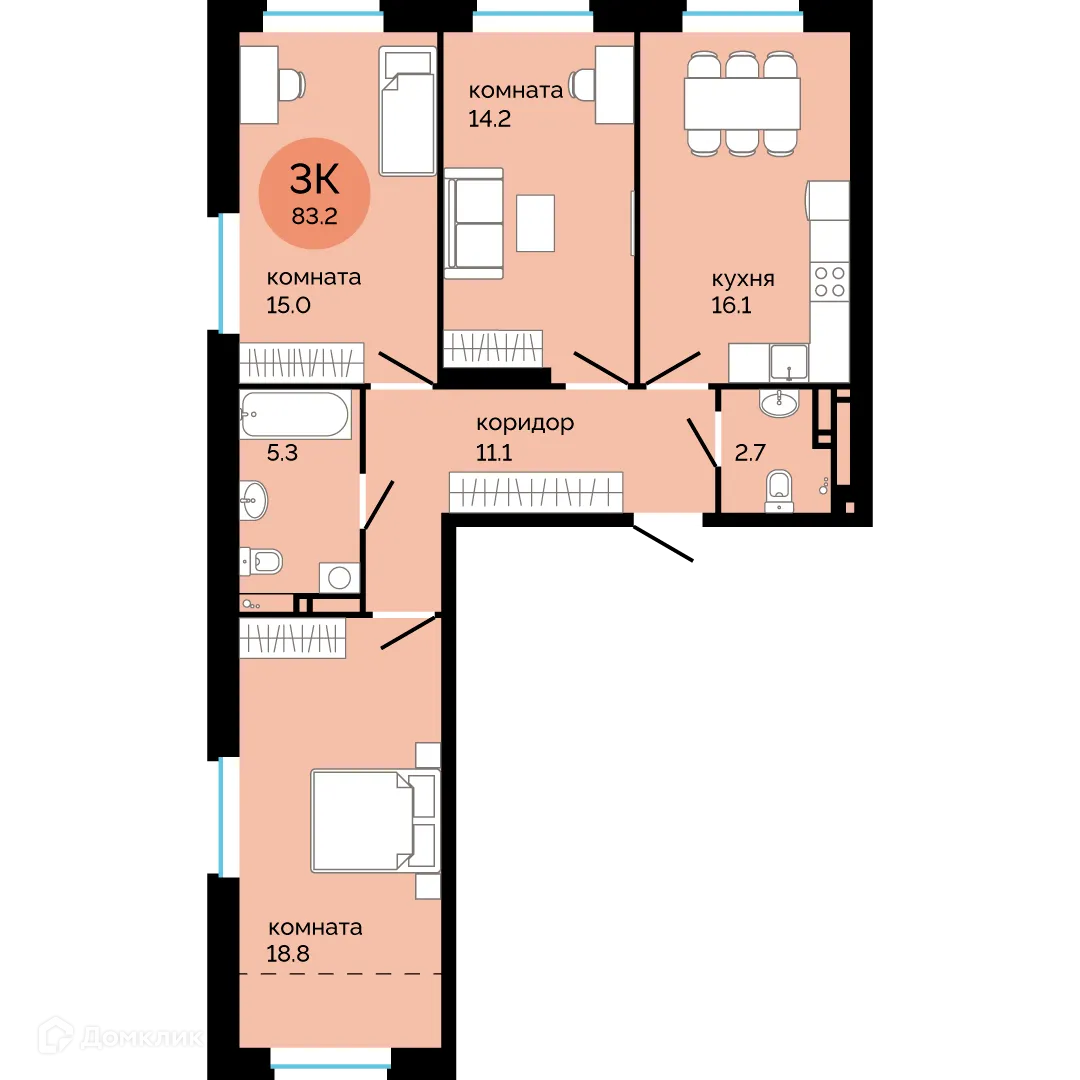 Фото квартиры в ЖК Красное яблоко