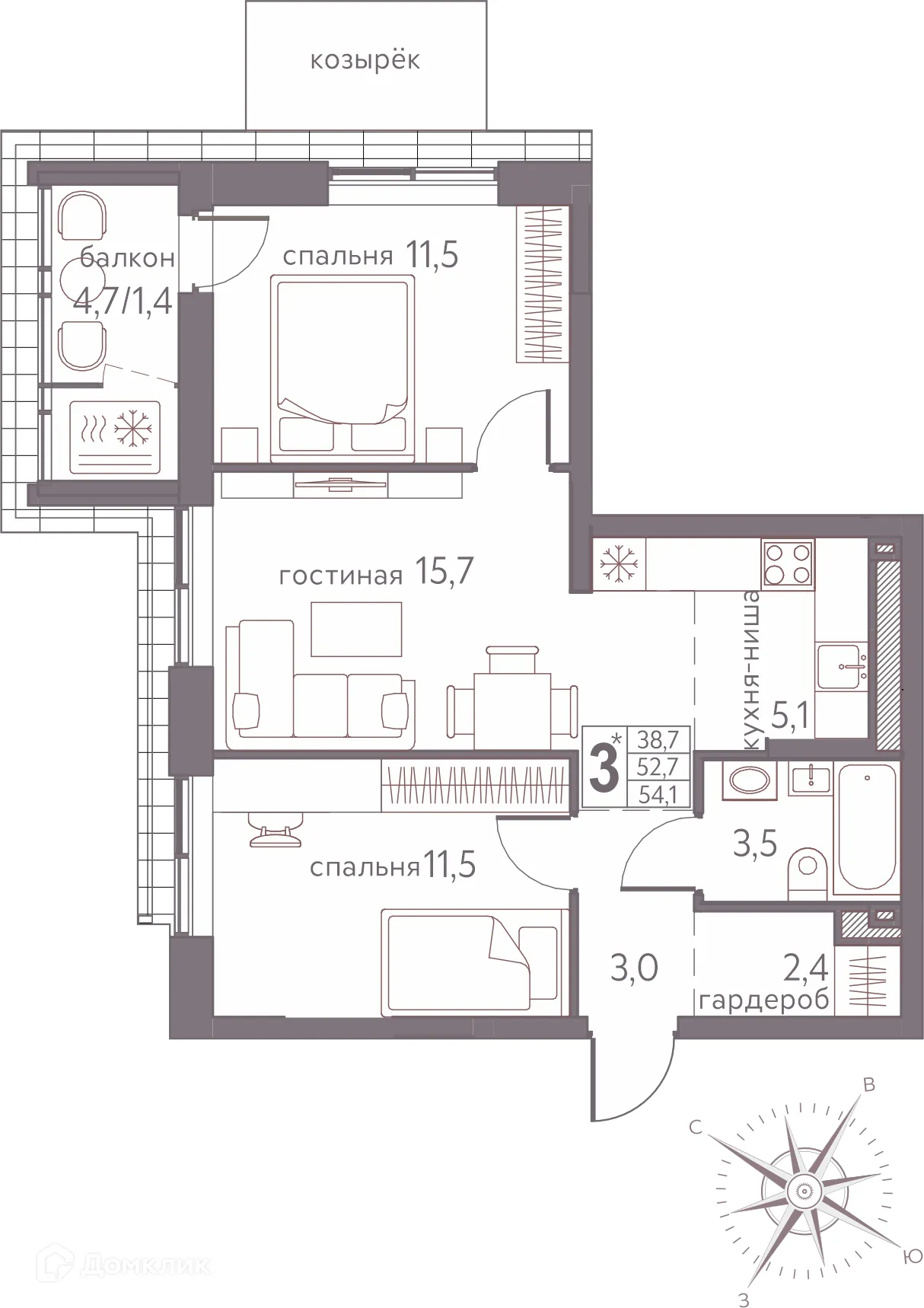 Фото квартиры в ЖК Погода Теплые кварталы
